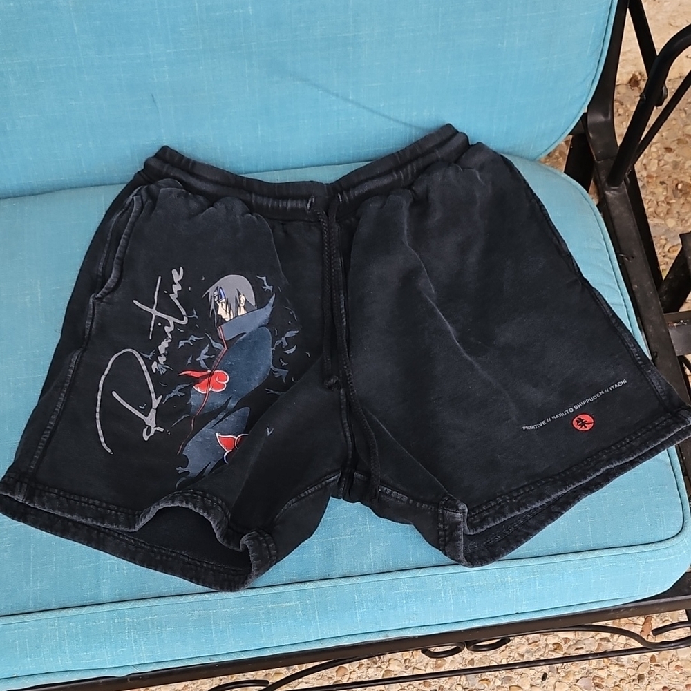 Primitive x Naruto Shippuden Crows Black Sweat Shorts Size Small